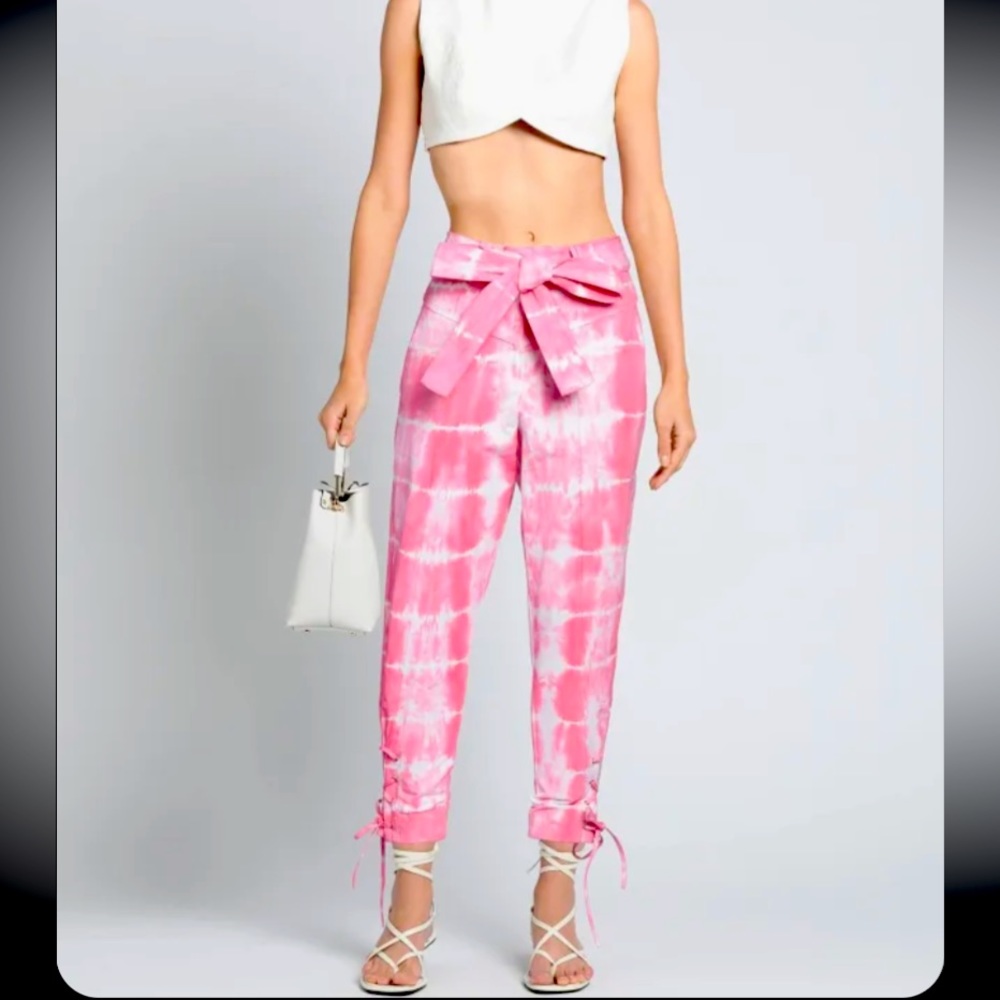 LoveShackFancy Pink Print Paper-bag Pants